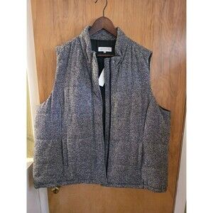 New Jones New York Sport Womens 3X 3XL Plus Quilted Tweed Puffer Vest Black